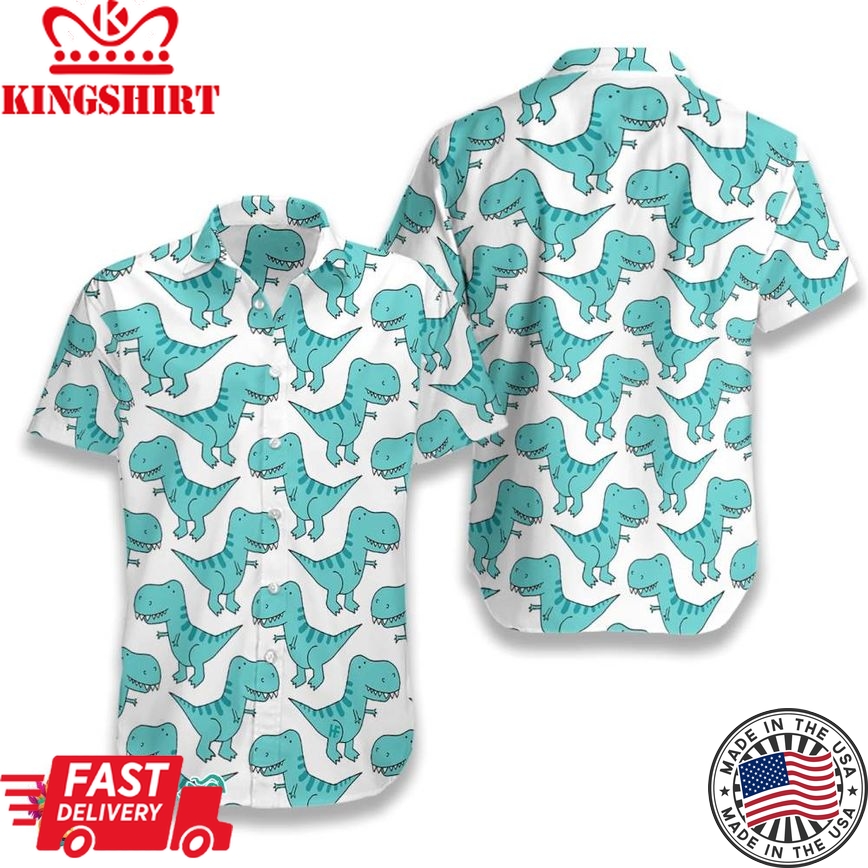 Dino Blue Mint Hawaiian Shirt