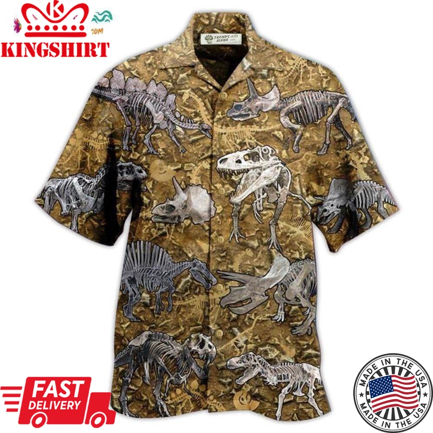 Dinosaur Cool Bone Style Hawaiian Shirt