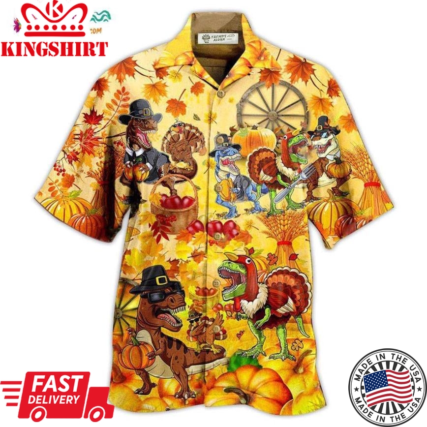 Dinosaur Happy Trexgiving Fall Hawaiian Shirt