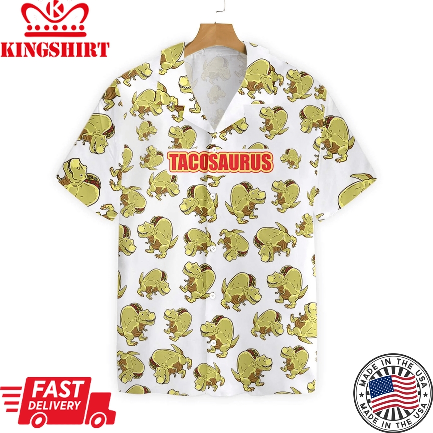 Dinosaur Hawaii Shirt Adult Full Print Tacosaurus Trendy Hawaiian Shirt Dinosaur Aloha Shirt