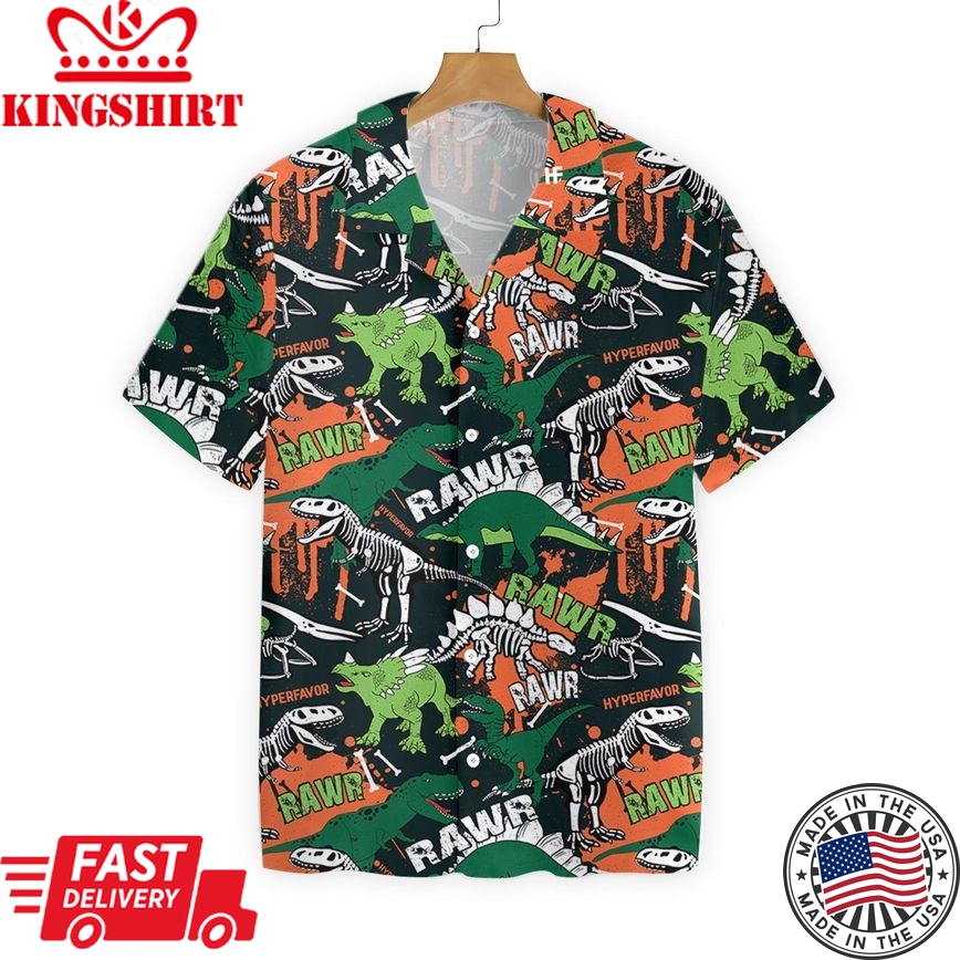 Dinosaur Hawaii Shirt Rawr Dinosaur Skeleton Hawaiian Shirt Adult