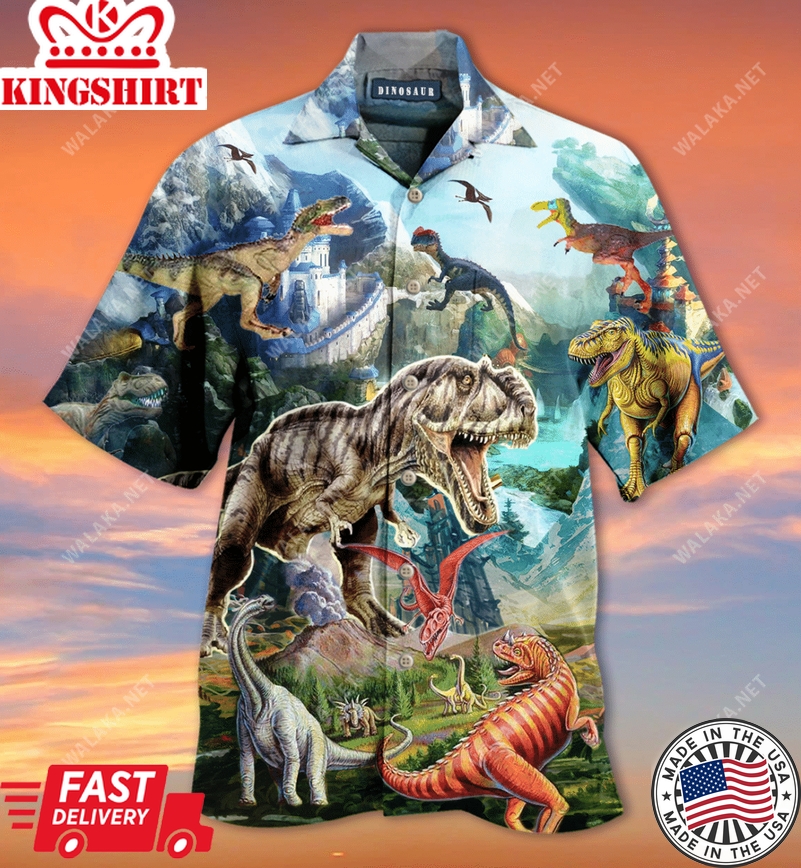 Dinosaur Hawaiian Shirt The World Of Dinosaurs Colorful 3D Hawaii Aloha Shirt