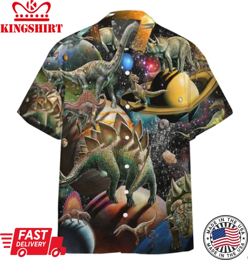 Dinosaur In The Space Trendy Hawaiian Shirt