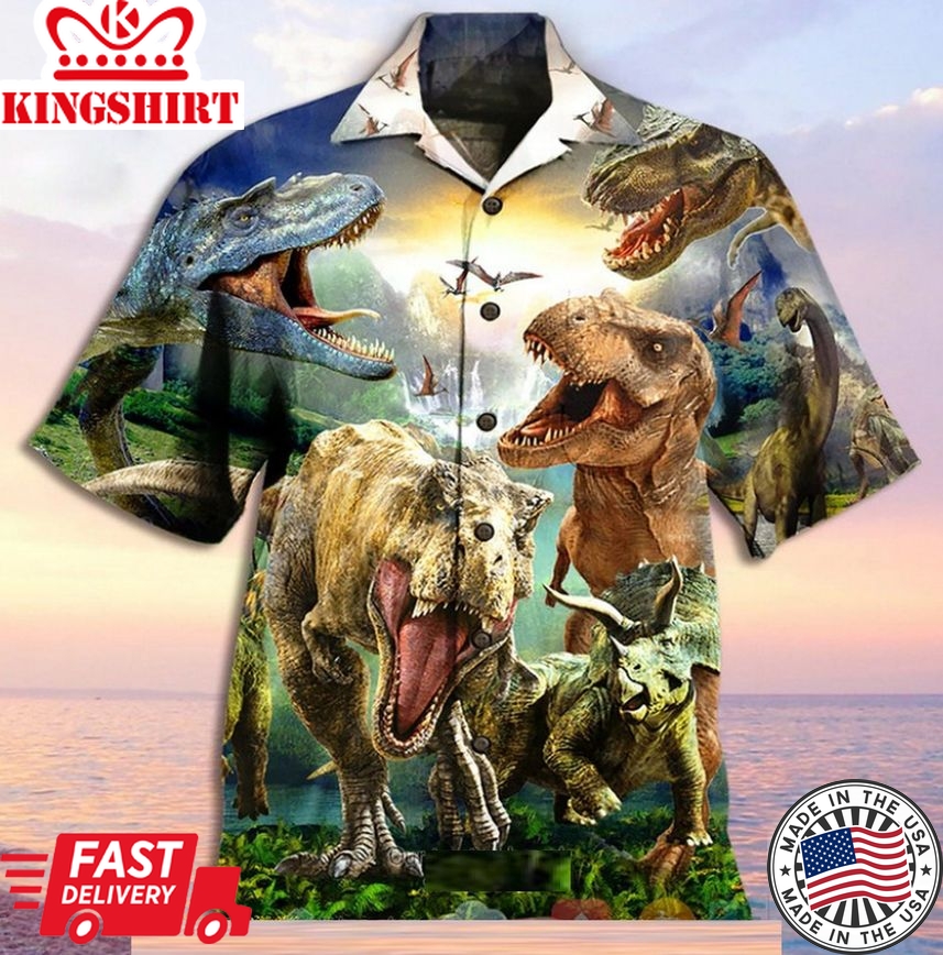 Dinosaur Lost In Jurassic Park Theme Trendy Hawaiian Shirt