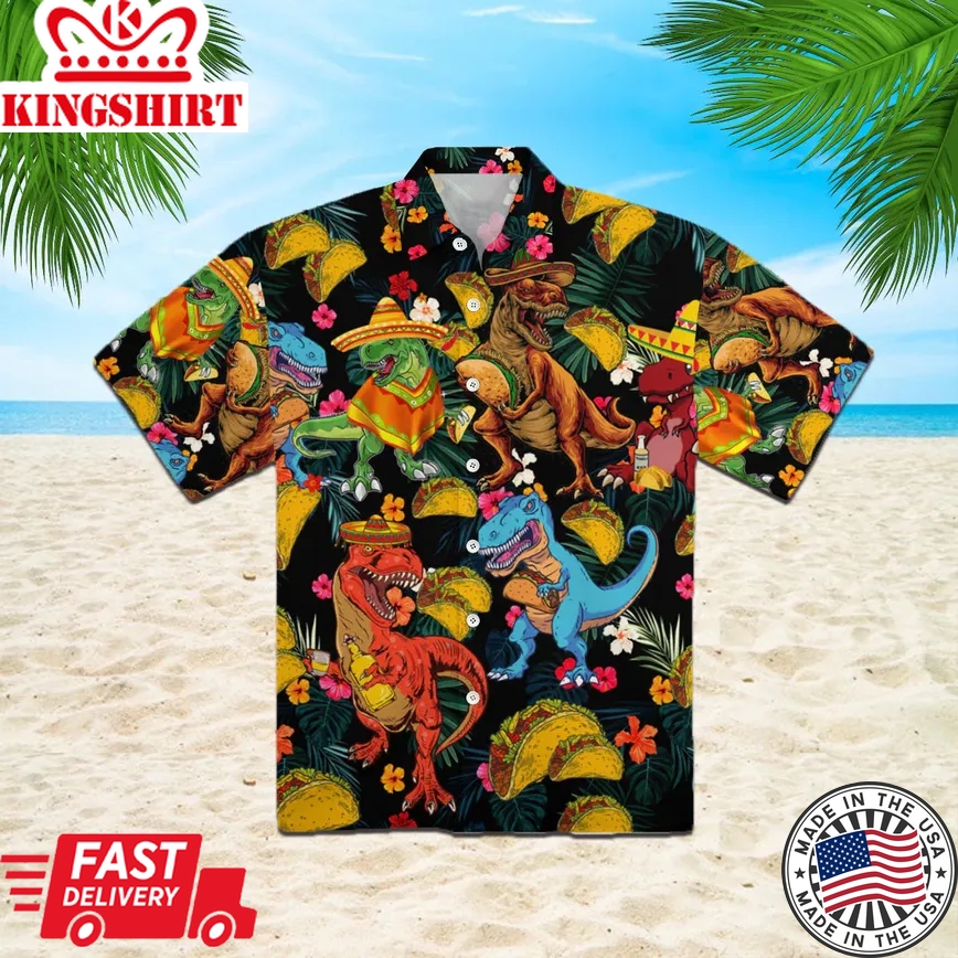 Dinosaur Love Tacos Trendy Hawaiian Shirt Aloha Shirt