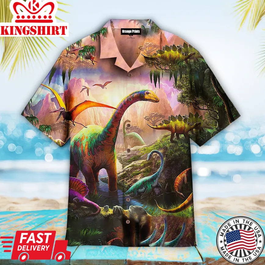 Dinosaur Painting Art Trendy Hawaiian Shirt