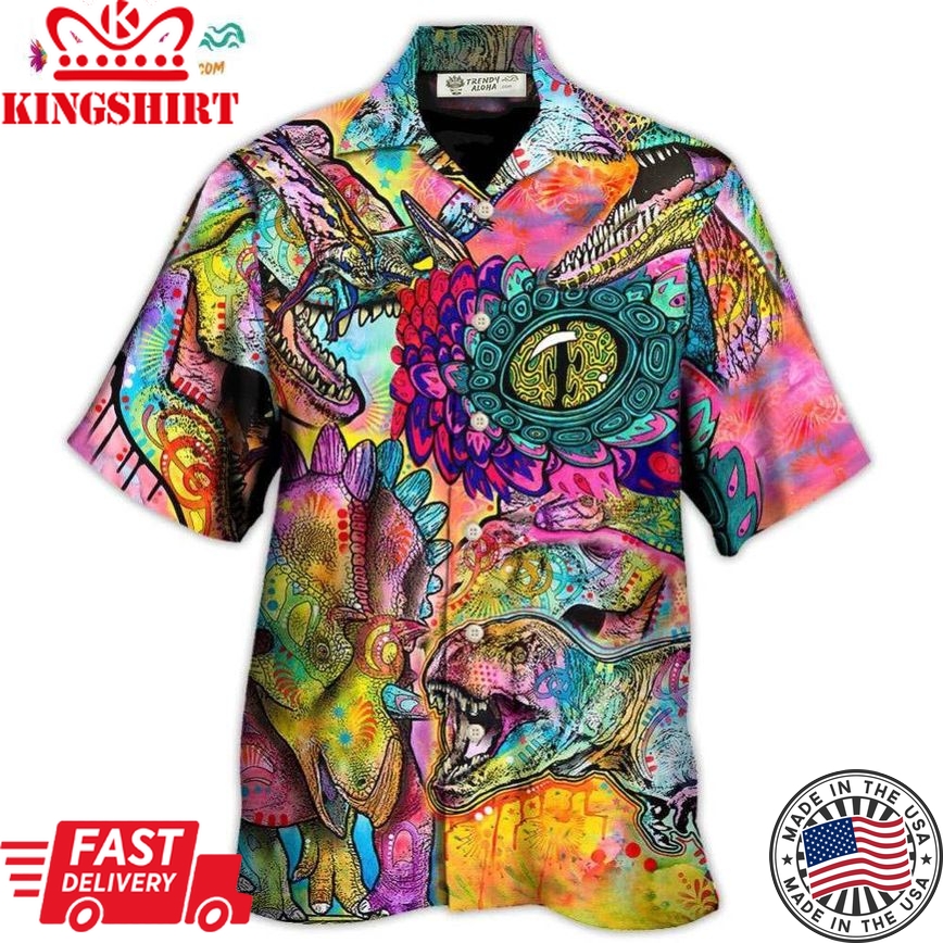 Dinosaur Psychedelic Peers Into Your Soul Hawaiian Shirt