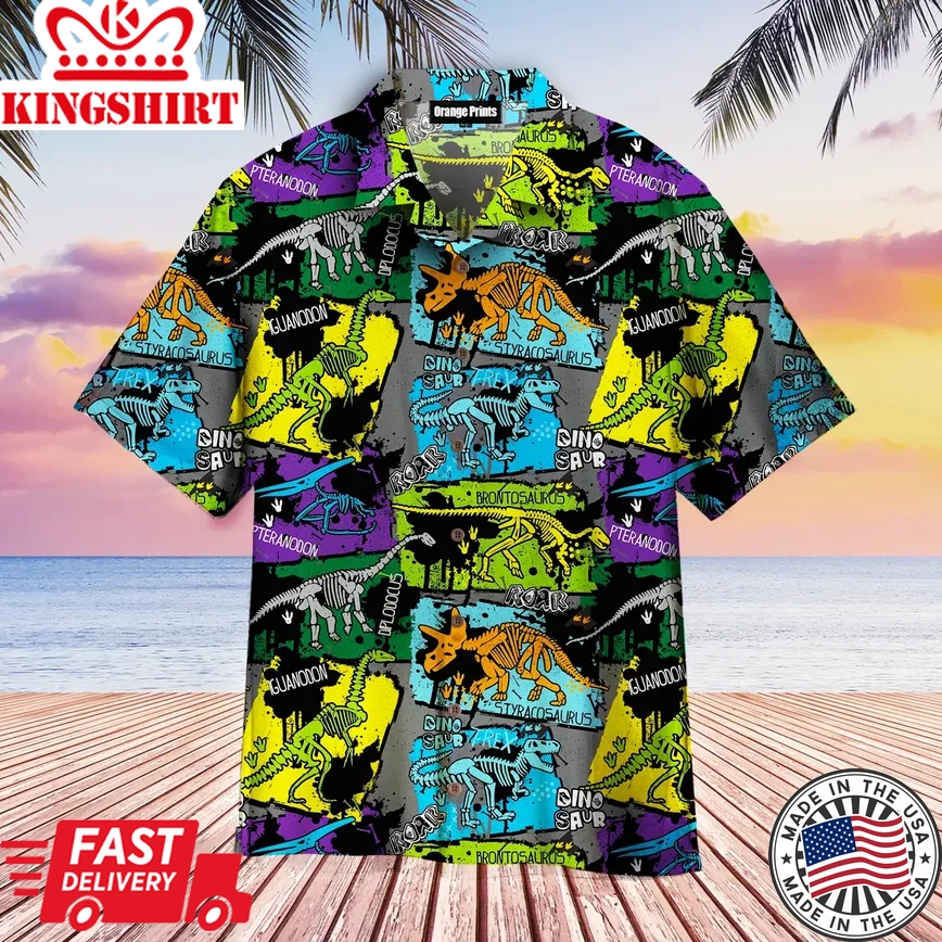 Dinosaur Skeleton Trendy Hawaiian Shirt