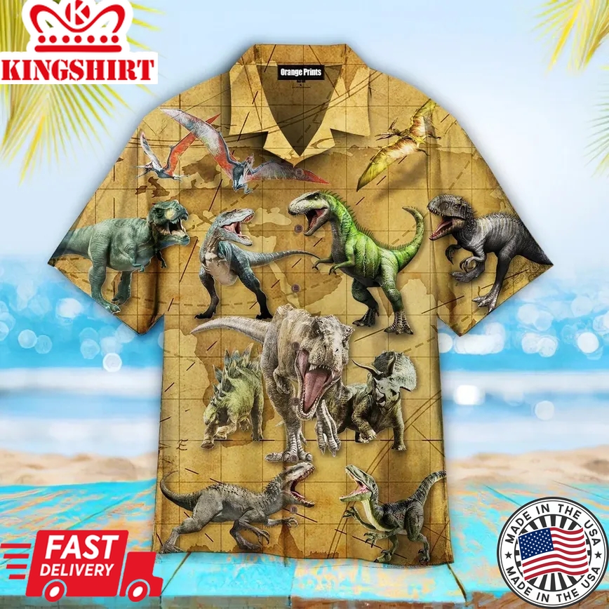 Dinosaurs Map Lover Aloha Trendy Hawaiian Shirts Aloha Shirt