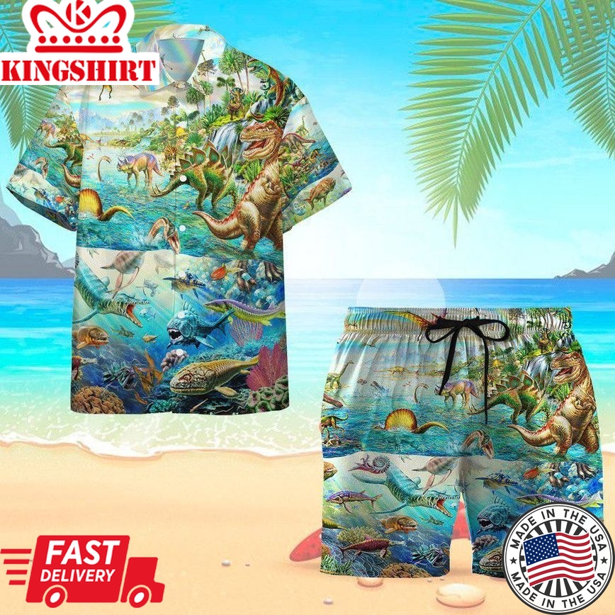 Dinosaurs Trendy Hawaiian Shirt Set Unisex