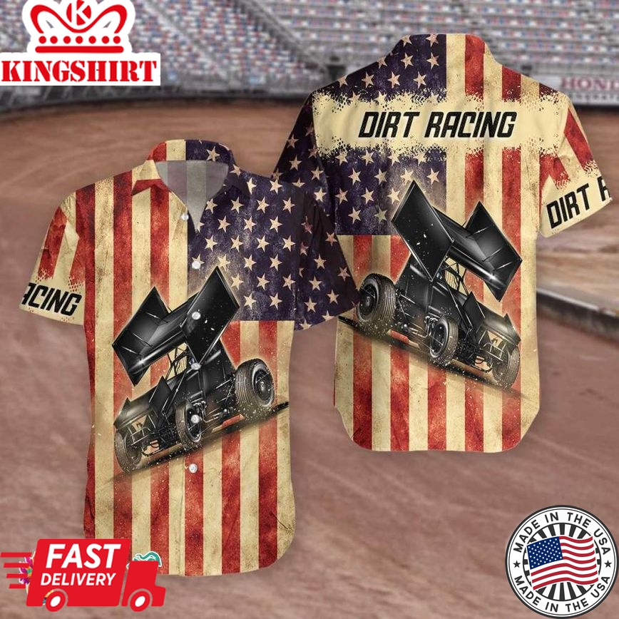 Dirt Racing Flag Usa Hawaiian Shirt