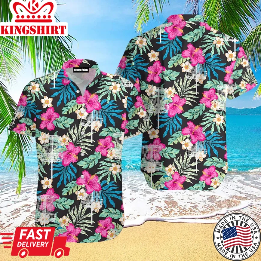 Disc Golf Hibiscus Trendy Hawaiian Shirt