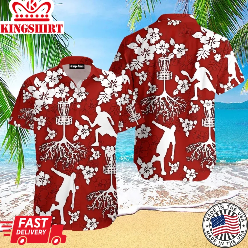 Disc Golf Tree Hibiscus Trendy Hawaiian Shirt