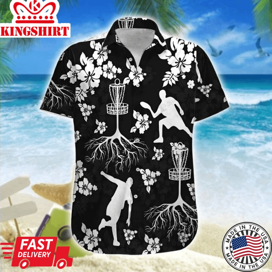 Disc Golf Tree Hibiscus Trendy Hawaiian Shirt