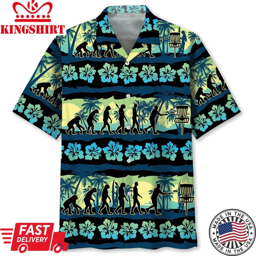 Disc Golf Tropical Trendy Hawaiian Shirt, Unisex Summer Beach Casual Short Sleeve Summer Vacation Beach Shirts