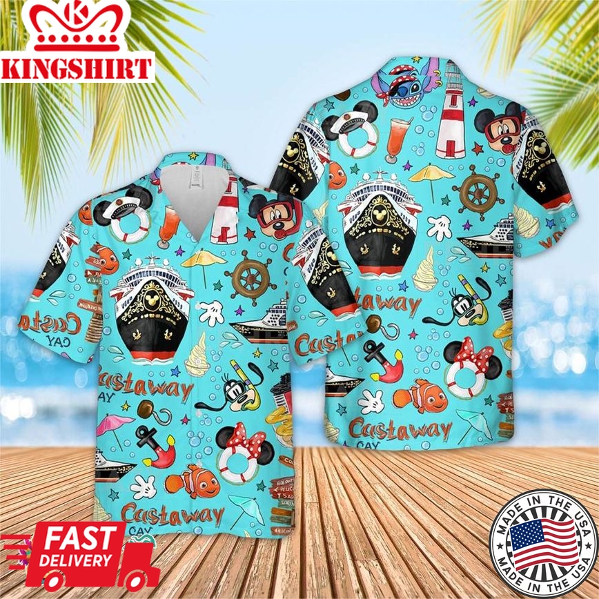 Disney Cruise V2 Hawaiian Shirt, Short Sleeve Hawaiian Aloha Shirt, Disney Cruise Shirt, Mickey Birthday Hawaiian