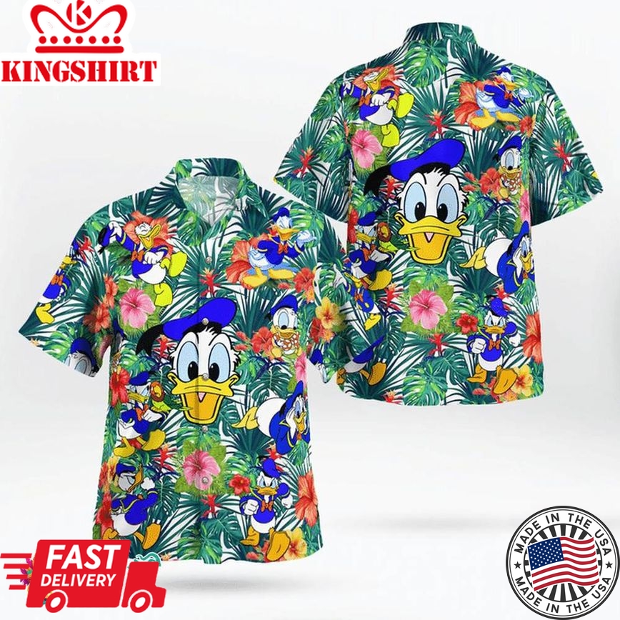 Disney Donald Duck Flower Summer Holiday Family Aloha Hawaiian Beach Shirt