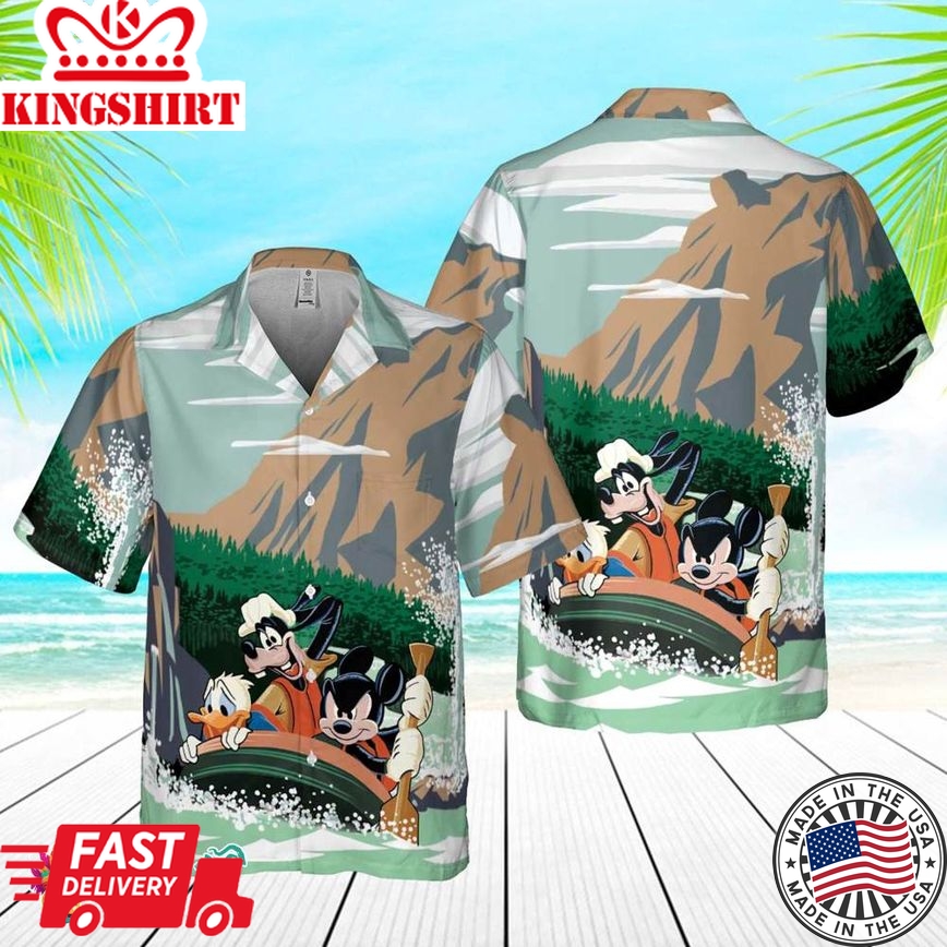 Disney Mickey And Friends Adventure Hawaiian Shirt Vintage Disneyland Grizzly Peak Hawaiian Shirt Disney World California Adventure Shirt