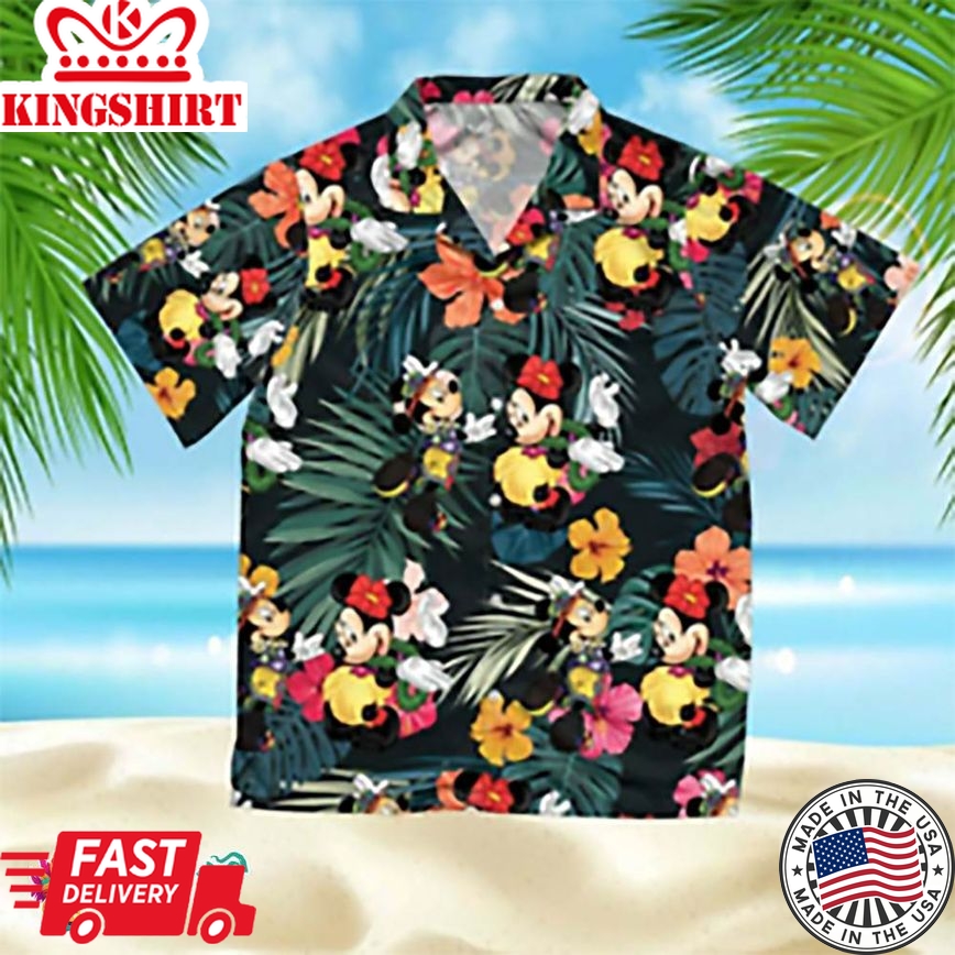 Disney Mickey Minnie Mouse Summer Holiday Family Aloha Hawaiian Beach Shirt