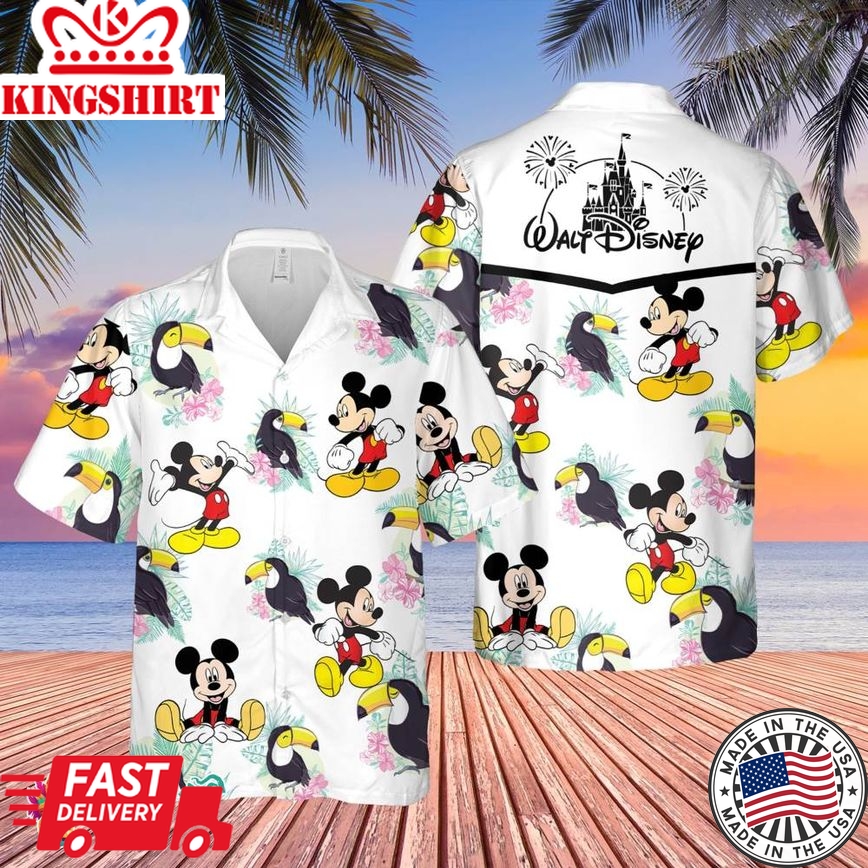 Disney Mickey Mouse Hawaiian Shirt, Vintage Mickey Hawaiian Shirt, Summer Beach Trip Family Hawaiian Shirt, Walt Disney Shirt