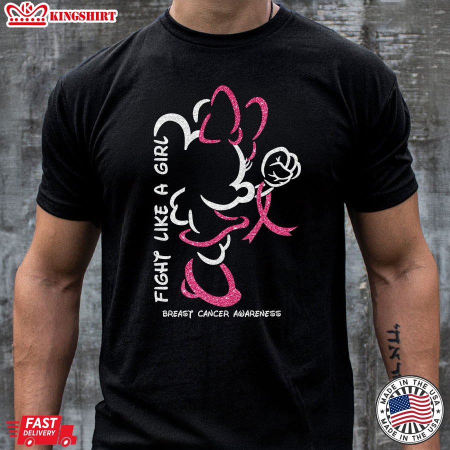 Disney Minnie Mouse Fight Like A Girl Breast Cancer Awareness T-Shirt