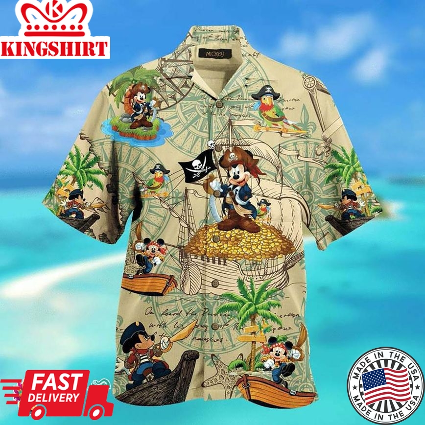 Disney Pirates Mickey Mouse Summer Holiday Family Aloha Hawaiian Beach Shirt