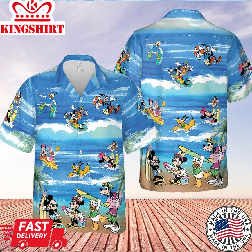 Disney Summer Mickey And Minnie Mouse Hawaiian Shirt Disney World Gift Mickey And Friends Family Vacation Holiday Hawaiian Tshirt