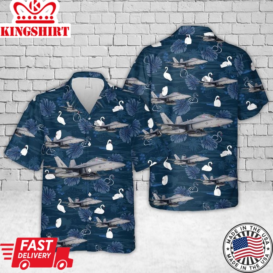 Distinguished US Marine Corps F-18D Hornet Trendy Hawaiian Shirt: Stylish Military Attire