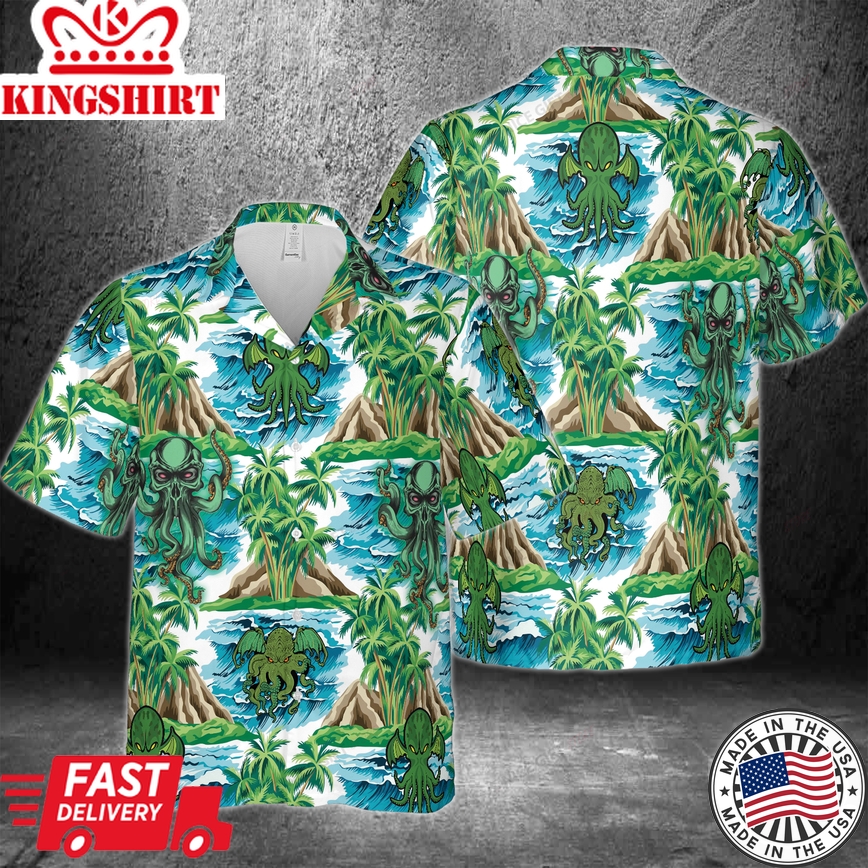 Dive into 3D Mystique with Cthulhu Inspired Hawaiian Shirt