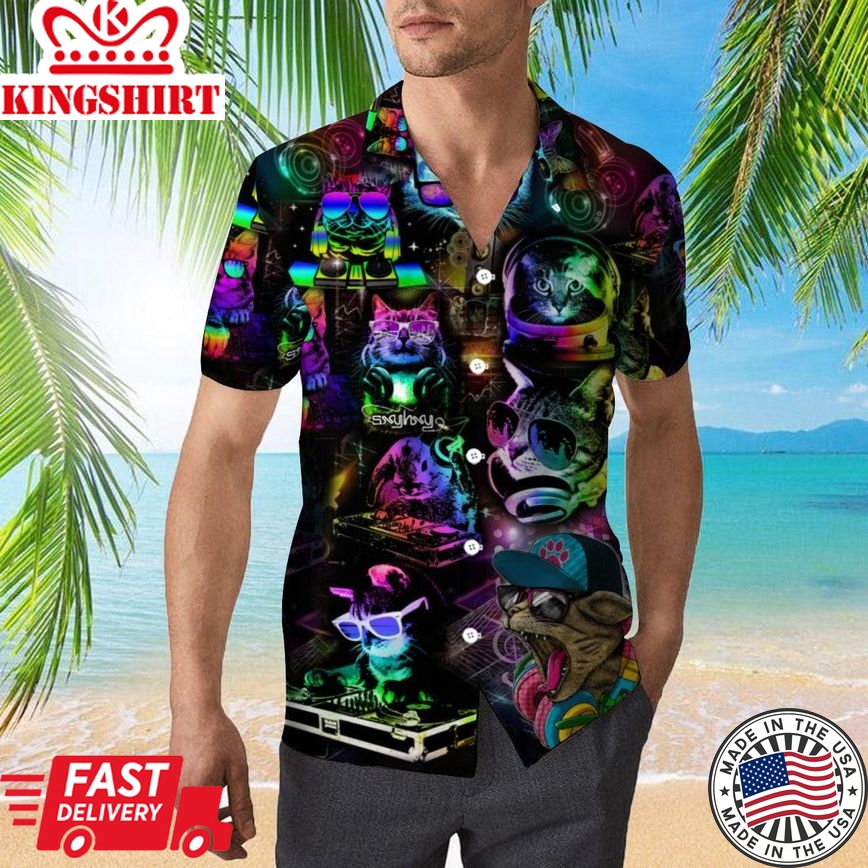 Dj Disco Cats Trendy Hawaiian Shirt