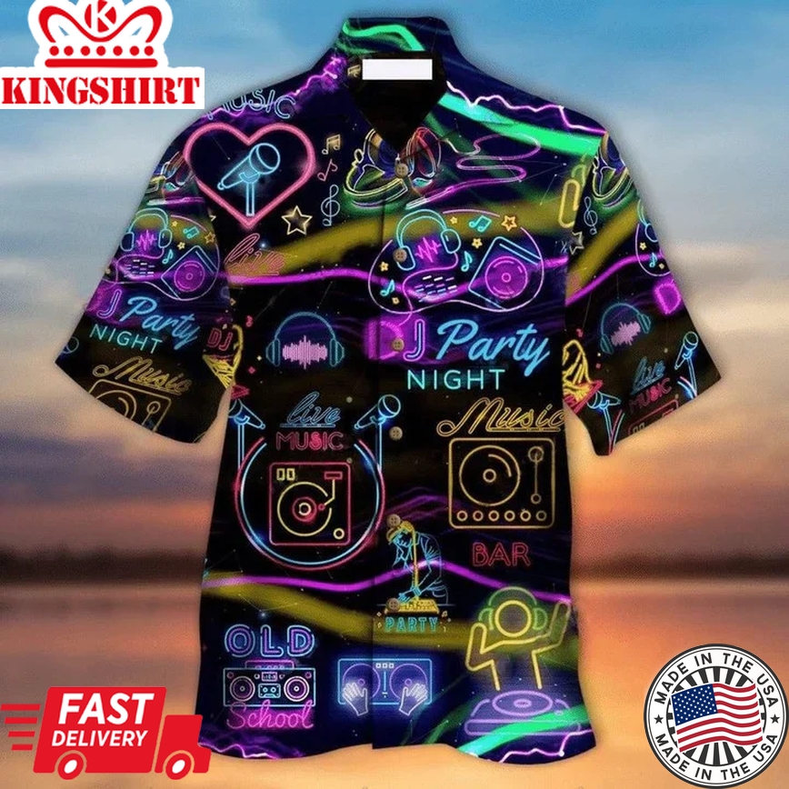 Dj Music Party Night Neon Pattern Trendy Hawaiian Shirt