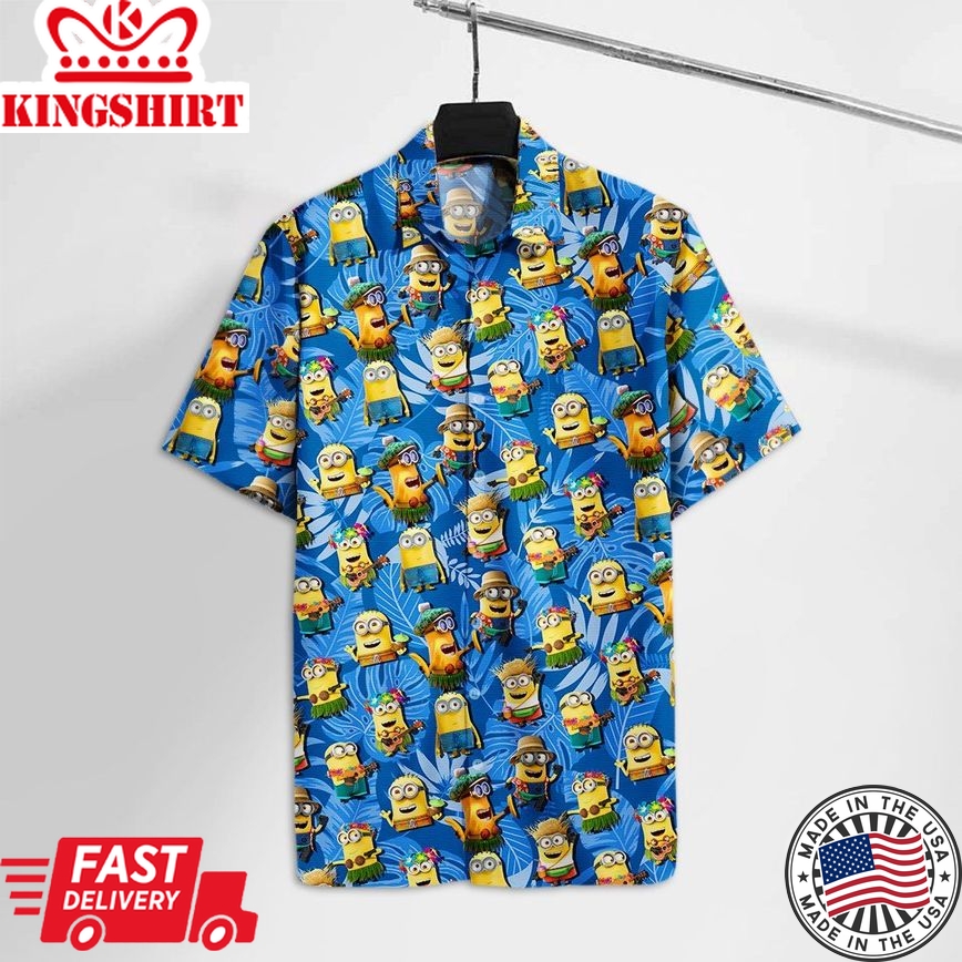 Dm Hawaiian Shirt Dm Hula Dancer Minion Tropical Hawaii Tshirt