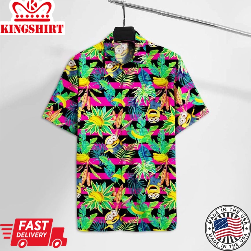 Dm Hawaiian Shirt Dm Minion Bananas Tropical Hawaii Tshirt