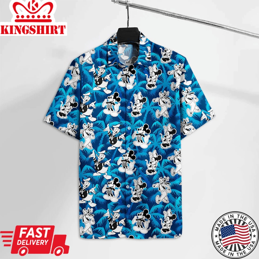 Dn Mk Mouse Trendy Hawaiian Shirt Mickey And Friends Blue Aloha Shirt Amazing Dn Trendy Hawaiian Shirt