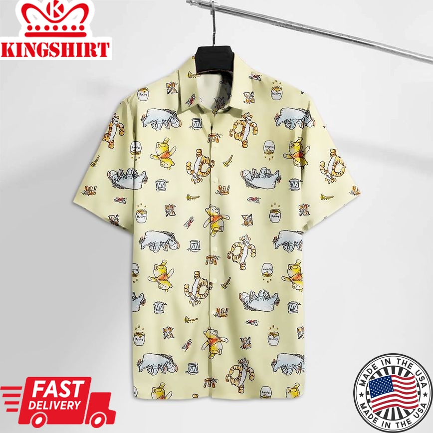 Dn Wtp Hawaiian Shirt Yellow Pooh Bear Comic Hawaii Tshirt Awesome Dn Wtp Aloha Shirt