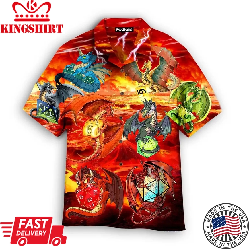 Dnd Dragon Dice Volcano Trendy Hawaiian Shirt