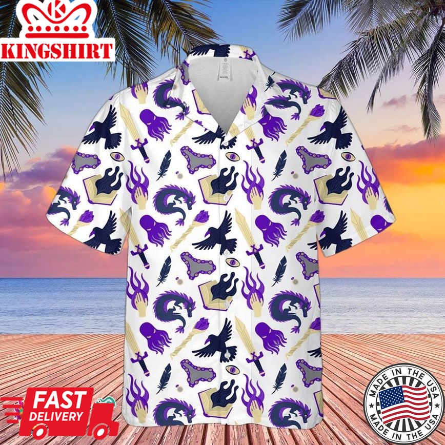 Dnd Hawaii Shirt - Dungeons And Dragons Print, Featuring A Vibrant And Eye-Catching Design