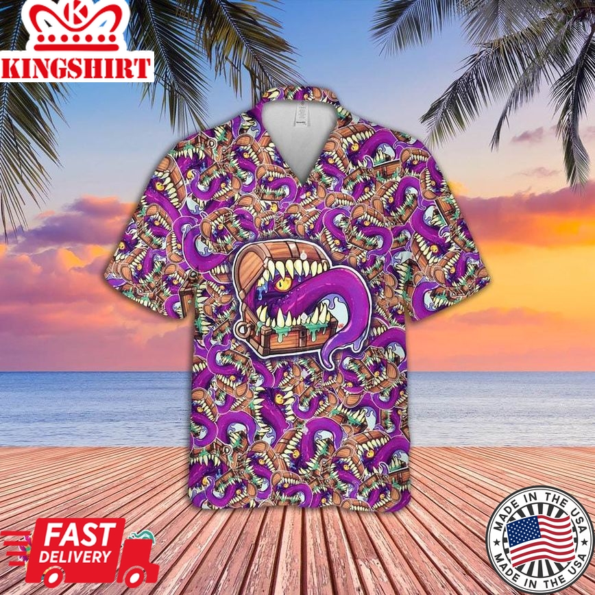 Dnd Hawaiian Shirt - Colorful Dice And Sword Print, Guaranteed To Turn Heads