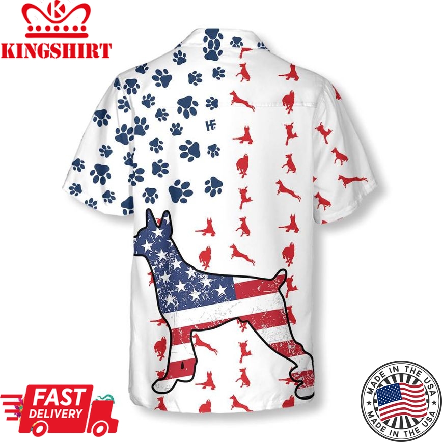 Doberman American Flag Hawaiian Shirt