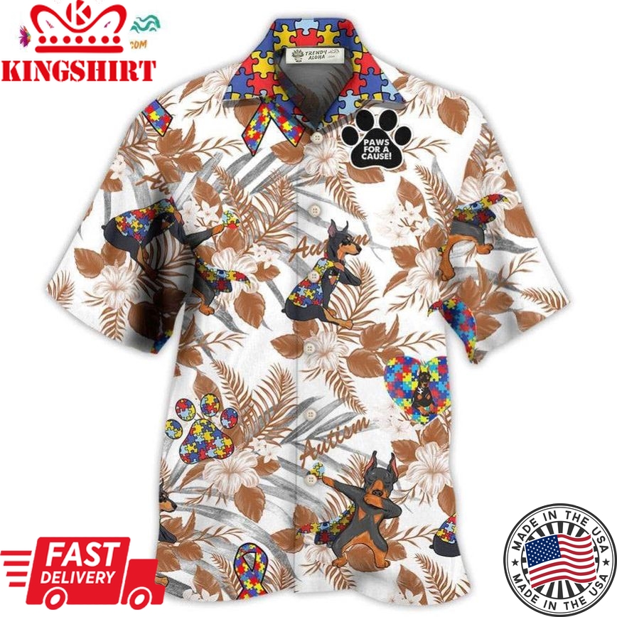 Doberman Autism With Serious Style Hawaiian Shirt