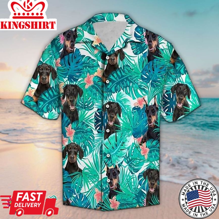 Doberman Flower Hawaiian Aloha Beach Shirt