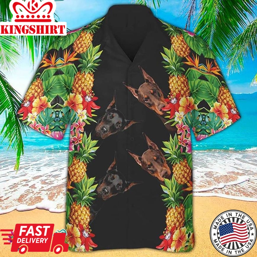 Doberman Hawaiian Shirt Doberman & Pineapple Hawaiian Aloha Beach Shirt