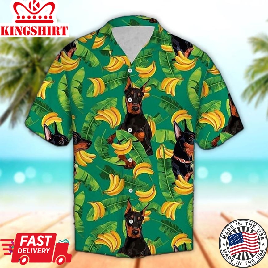 Doberman Hawaiian Shirt Doberman And Banana, Aloha Hawaiian Shirts