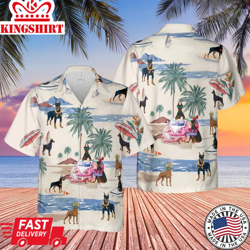 Doberman Pinscher Trendy Hawaiian Shirt, Doberman Shirt, Doberman Beach Shirt