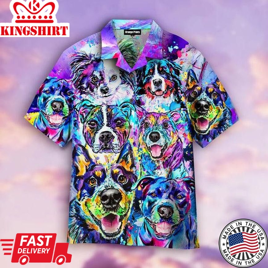 Dog Faces Trendy Hawaiian Shirt For