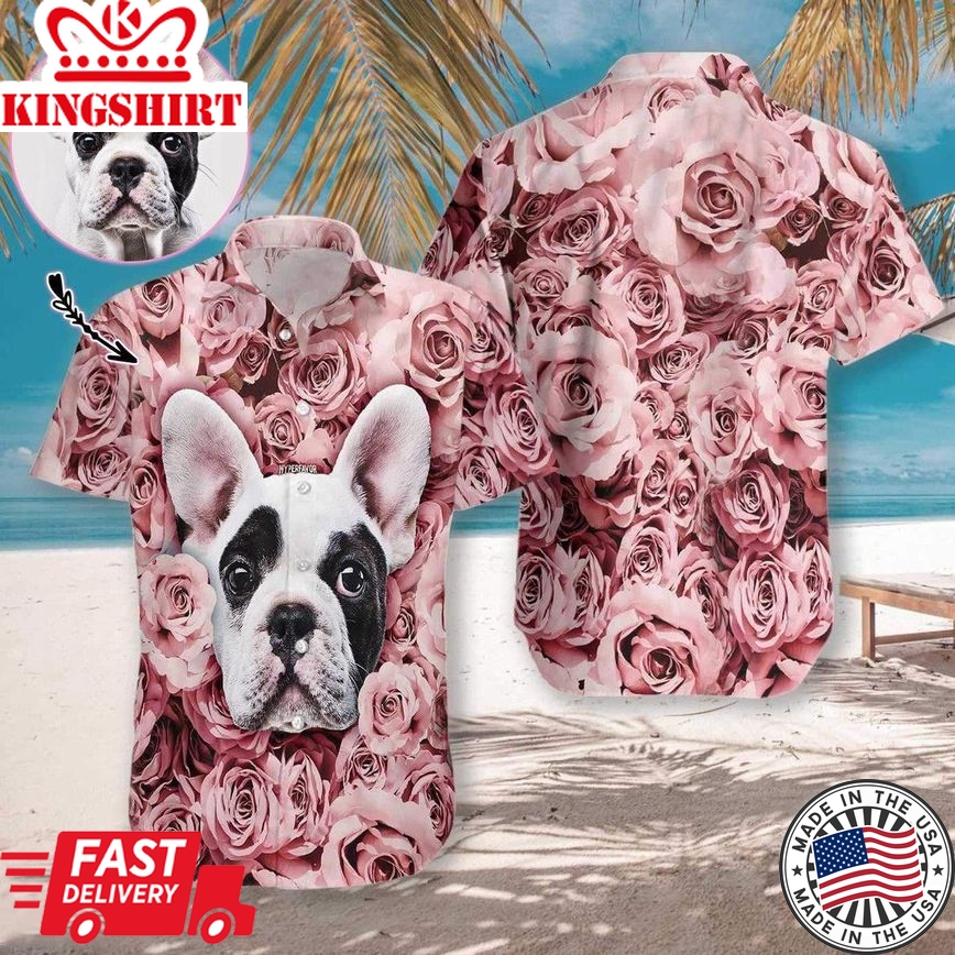 Dog In The Rose Trendy Hawaiian Shirt