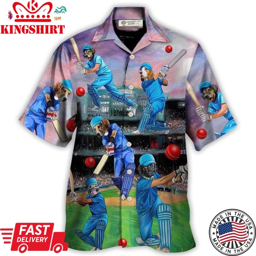 Dog Love Cricket Funny Lover Cricket And Dog Hawaiian Shirt