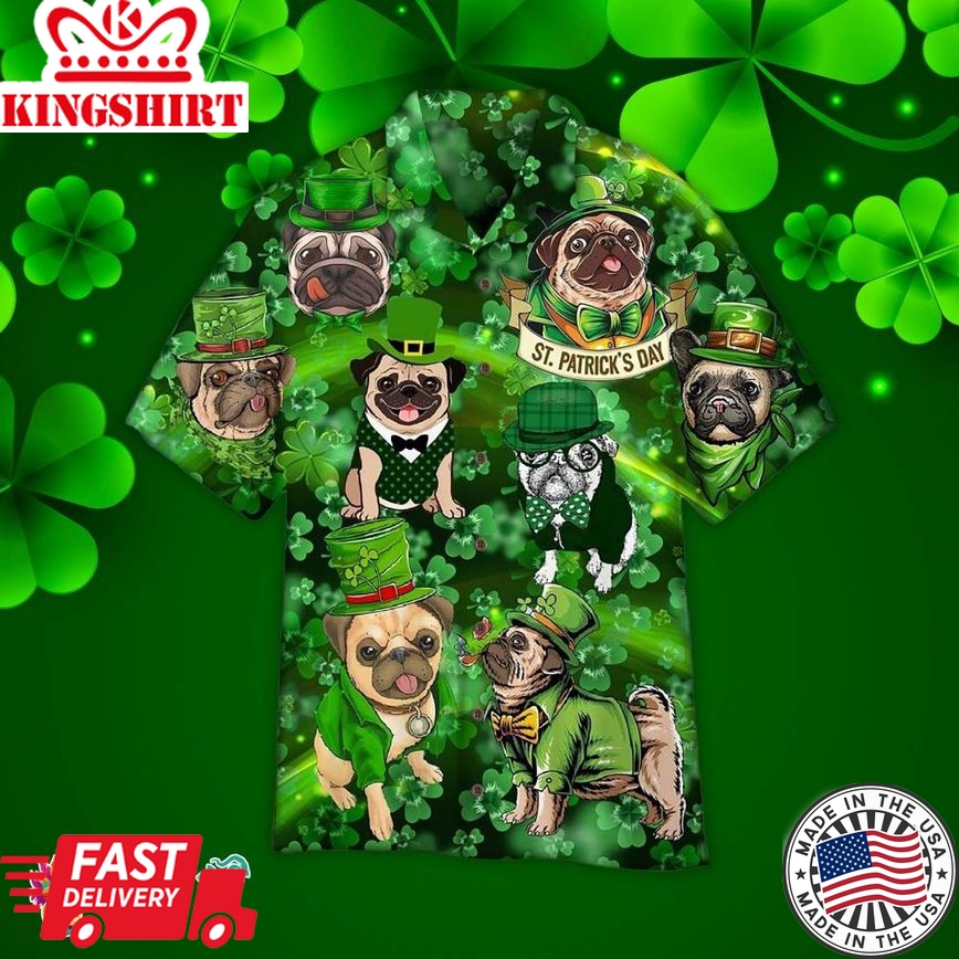 Dog Love Irish Happy Patrick Day Hawaiian Aloha Beach Shirt