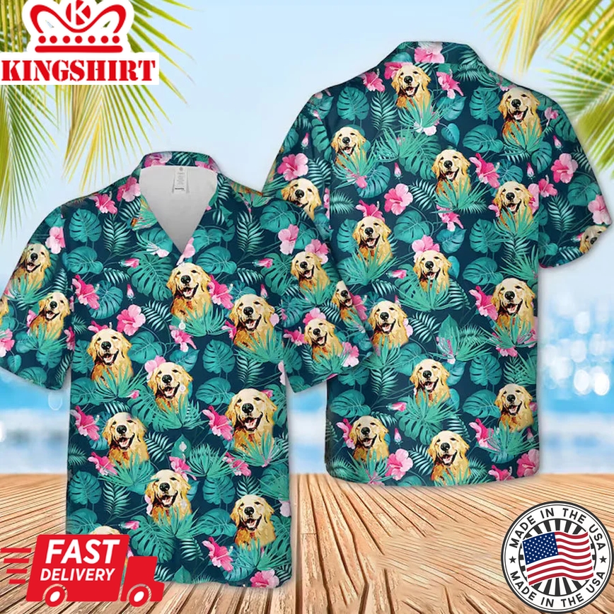 Dog Personalized Trendy Hawaiian Shirt Men, Short Sleeve Hawaiian Aloha Shirt, Hawaii Style, Hawaii Honeymoon Shirt