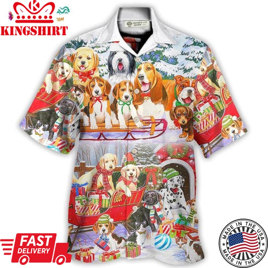 Dog Snowman Christmas Tree Merry Xmas Hawaiian Shirt